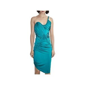 ET OCHS Womens Teal Curved Neckline Asymmetrical Hem Sleeveless Body Con Dress 2